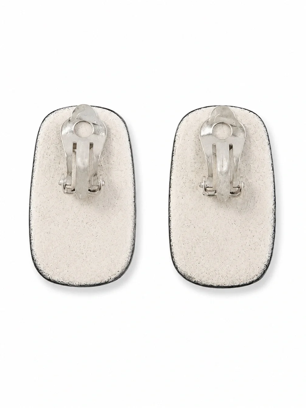 Vintage NOS Genuine Ceramic Black Clip-On Earrings – Glossy Rectangular